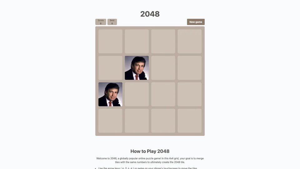 Donald Trump 2048 - The Presidential Puzzle Challenge | Play Now!